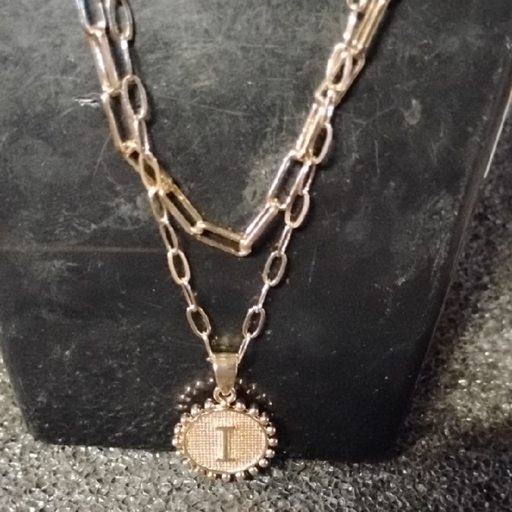 Gold Tone  I/Heart Pendant Necklace Set